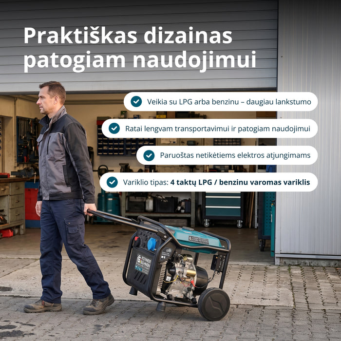 LPG/benzino inverterinis generatorius KS 8100iEG