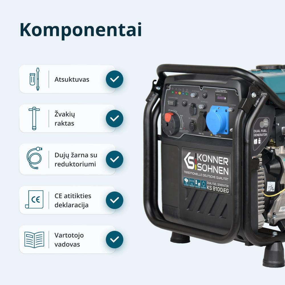 LPG/benzino inverterinis generatorius KS 8100iEG