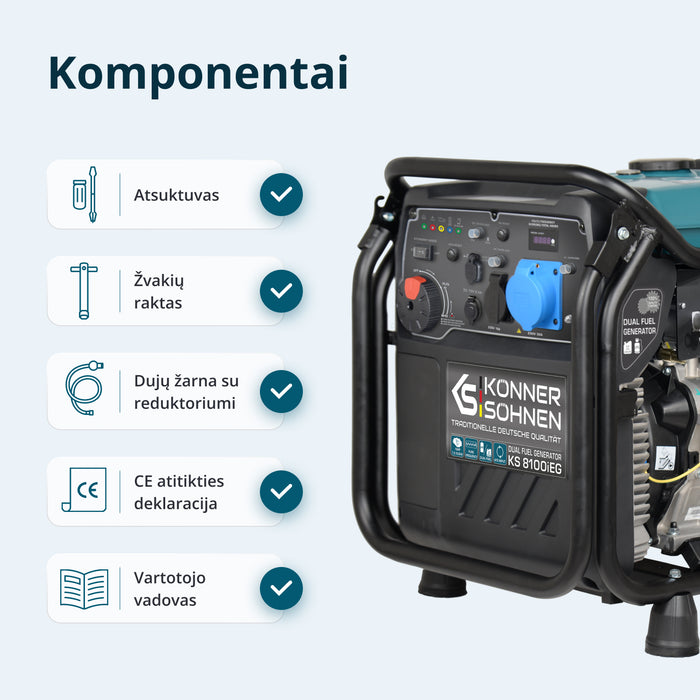 LPG/benzino inverterinis generatorius KS 8100iEG