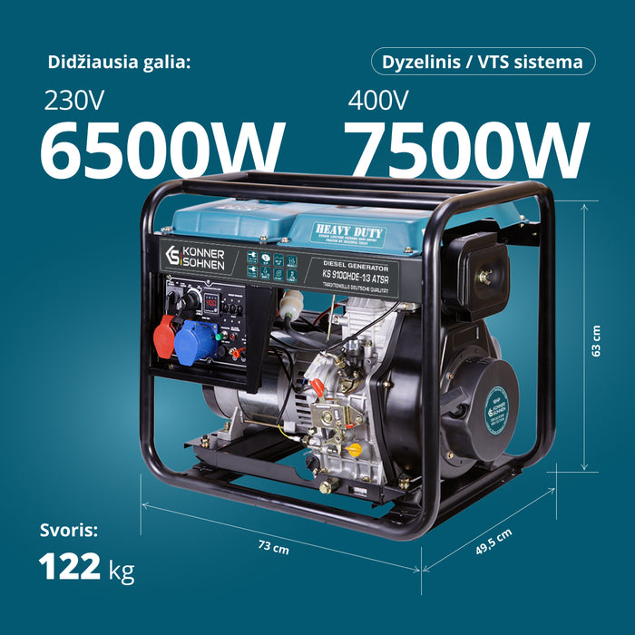 Dyzelinis generatorius "Könner & Söhnen" KS 9100HDE-1/3 ATSR (EURO V)