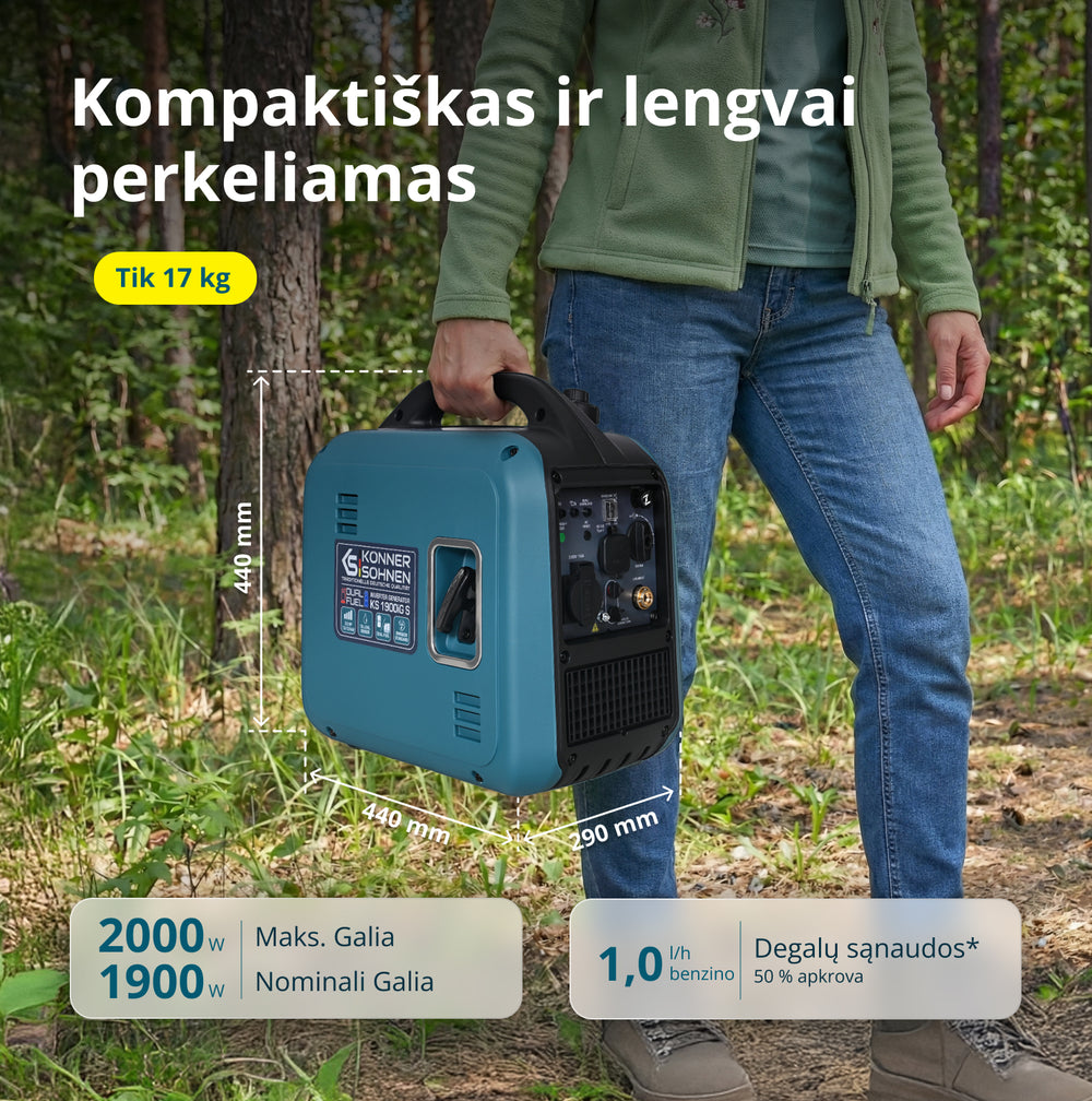 Inverterinis generatorius (LPG/benzinas) KS 1900iG S