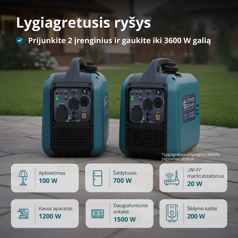 Inverterinis generatorius (LPG/benzinas) KS 1900iG S