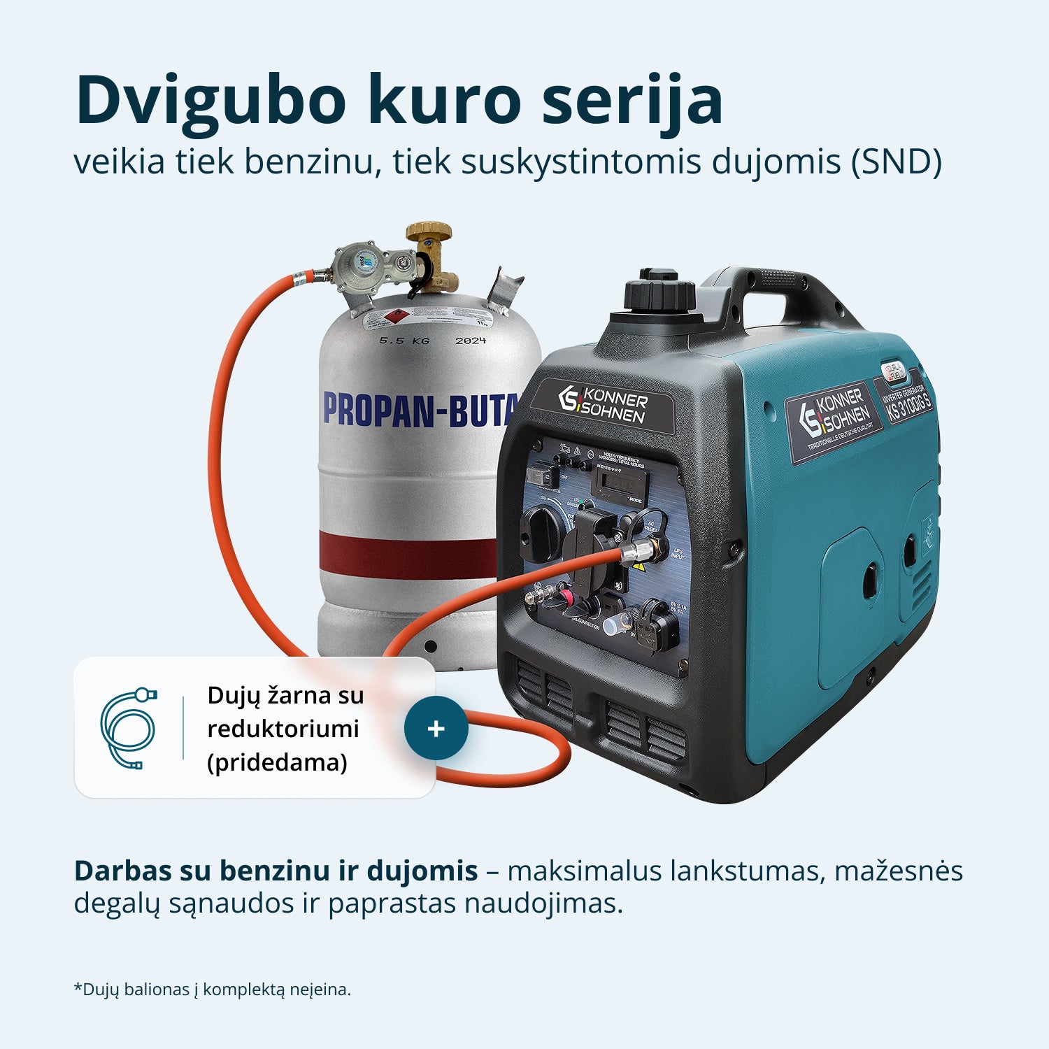 LPG/benzino inverterinis generatorius KS 3100iG S