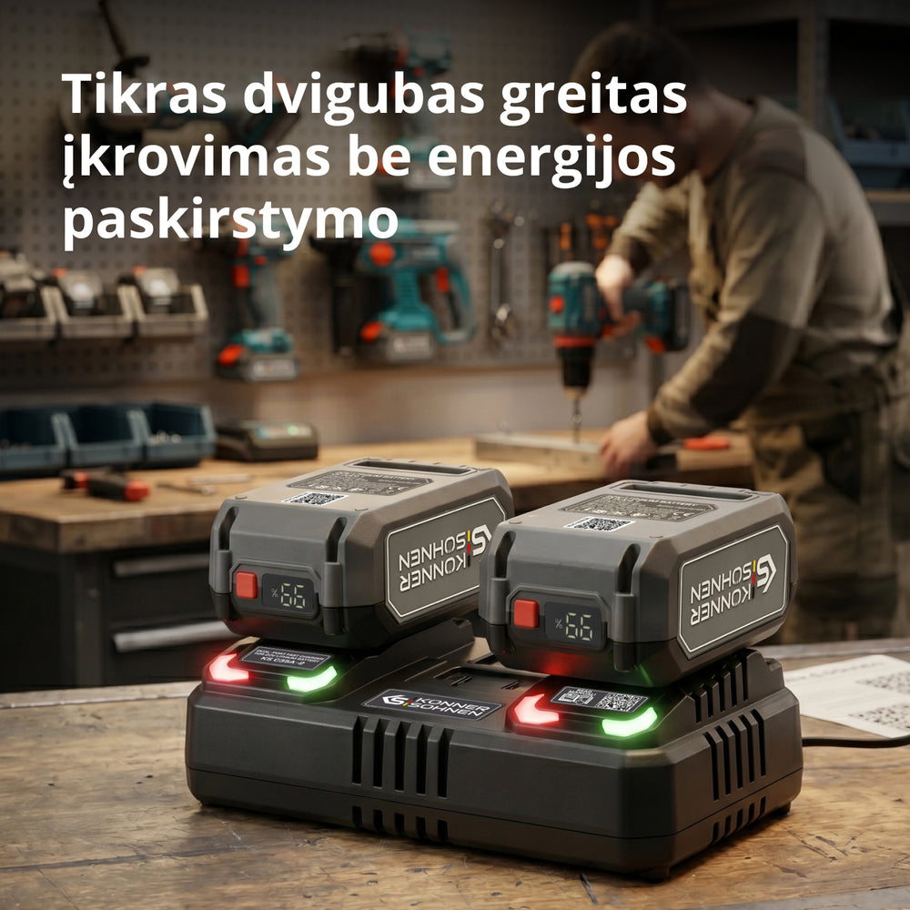 Dvigubas įkroviklis 20V įkraunamoms baterijoms KS C35A-2