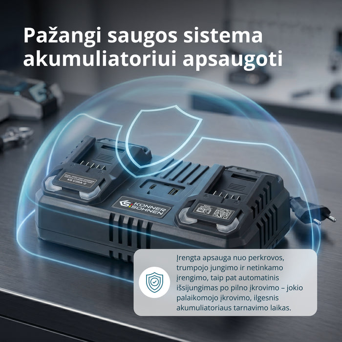 Dvigubas įkroviklis 20V įkraunamoms baterijoms KS C35A-2