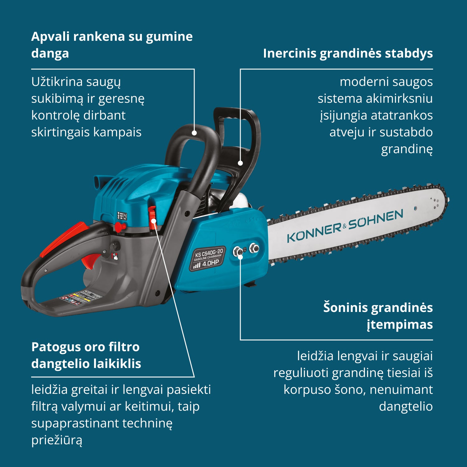 Benzininis grandininis pjūklas KS CS40G-20