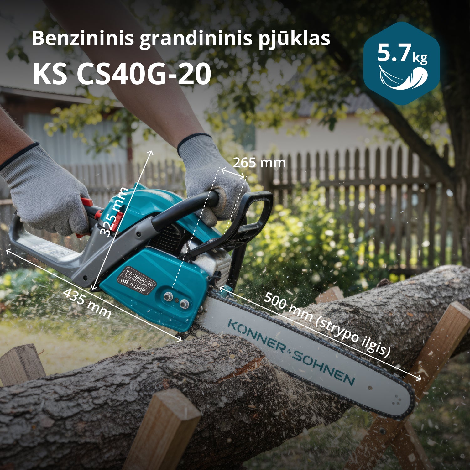 Benzininis grandininis pjūklas KS CS40G-20