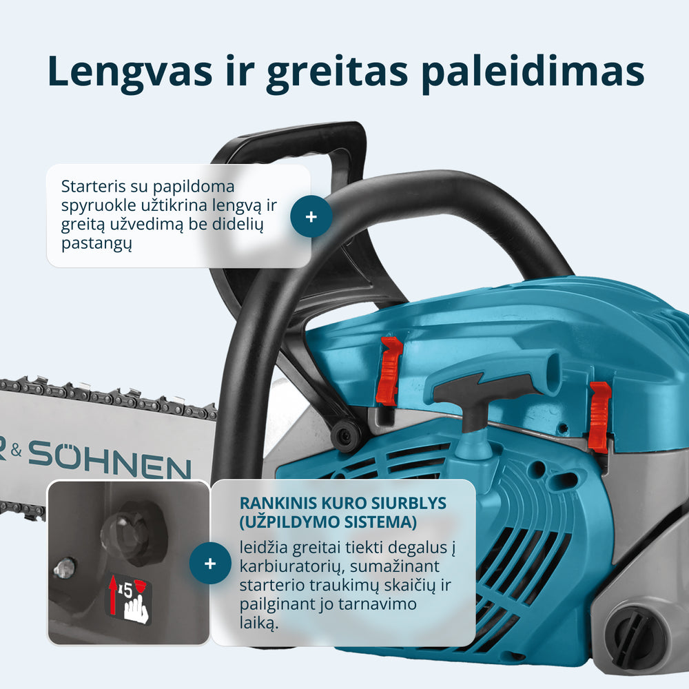 Benzininis grandininis pjūklas KS CS40G-20