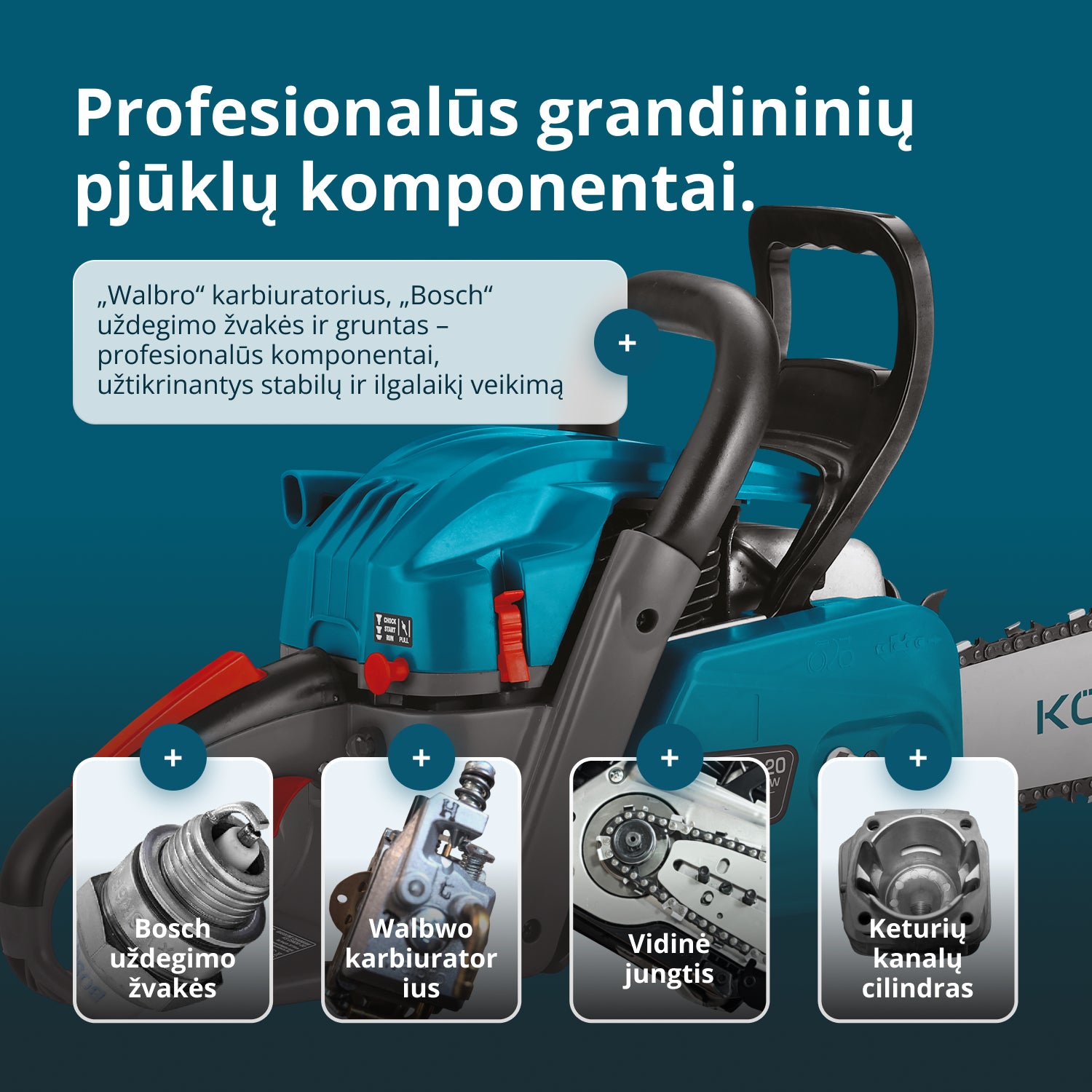 Benzininis grandininis pjūklas KS CS40G-20