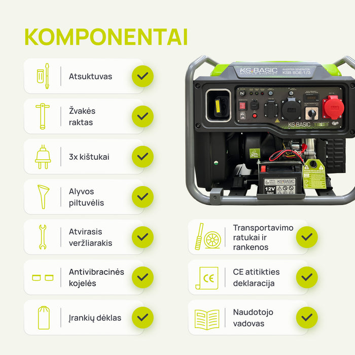 Inverterinis generatorius KSB 80iE-1/3