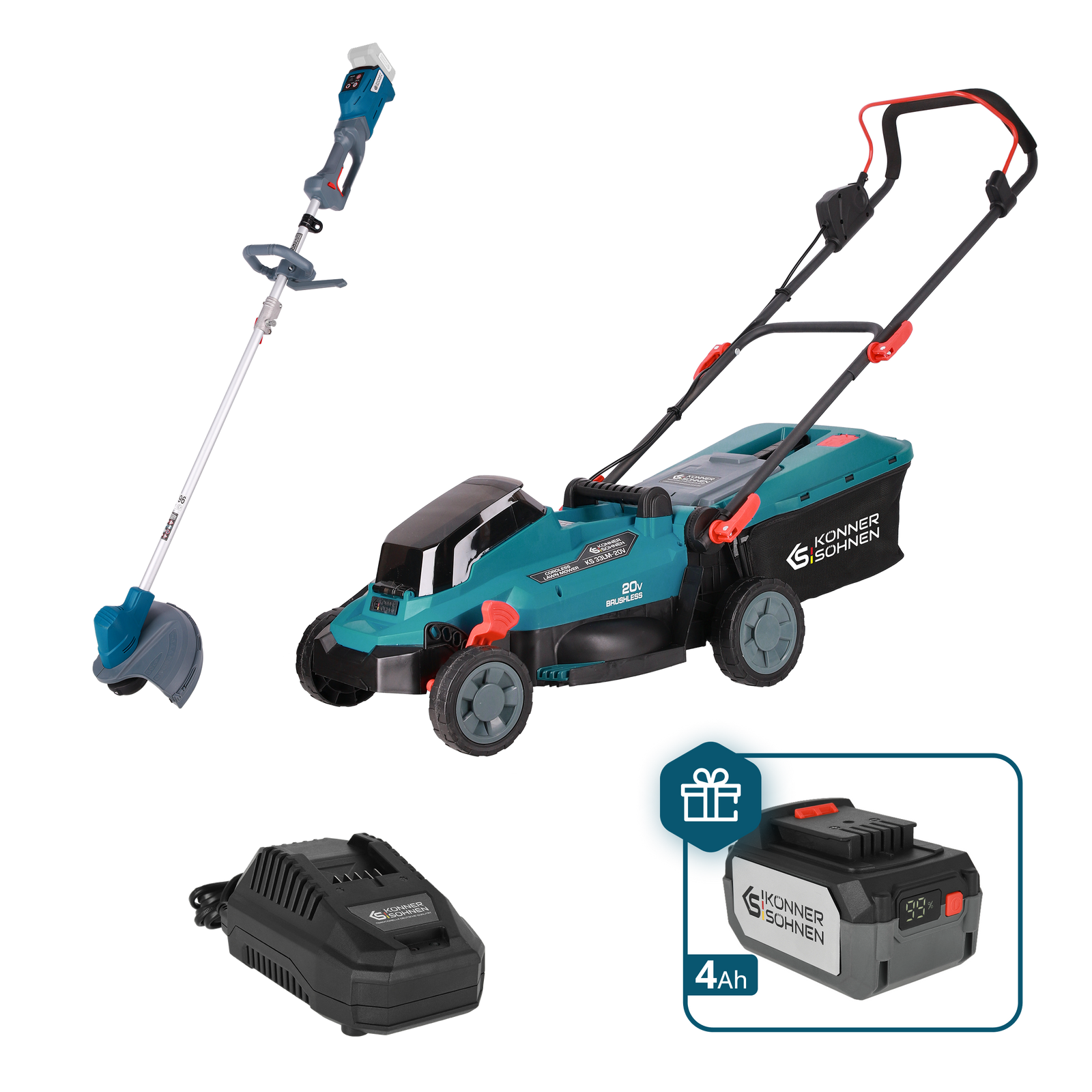 Akcijinis vejos priežiūros rinkinys KS 33LM-BCT20V-SET